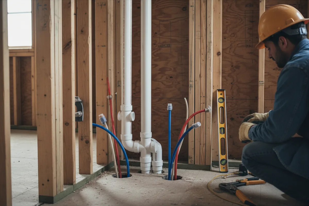 Drain and supply rough-in during Garbage Disposal Repair in Vina